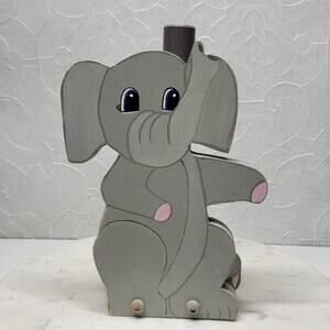 Vintage Moore's Craft Anthropomorphic Elephant Standing Paper Towel Holder Wood